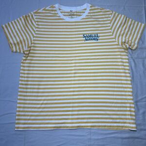 Samuel Adams Yellow and White Striped T- Shirt for Women Size XL